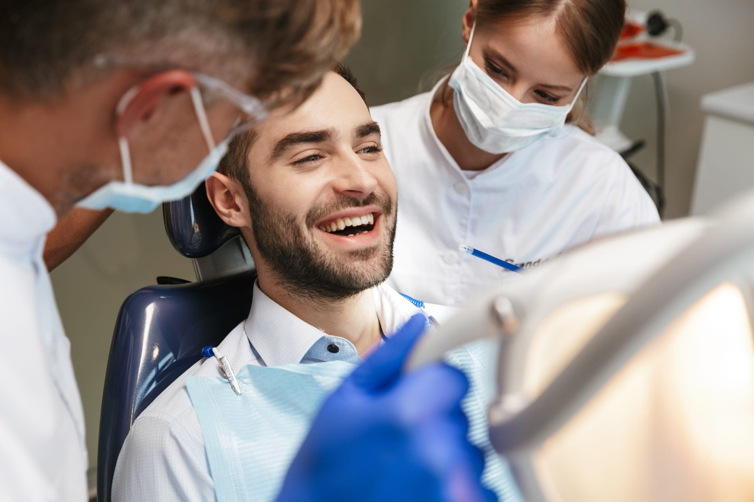 Patient receiving urgent dental care
