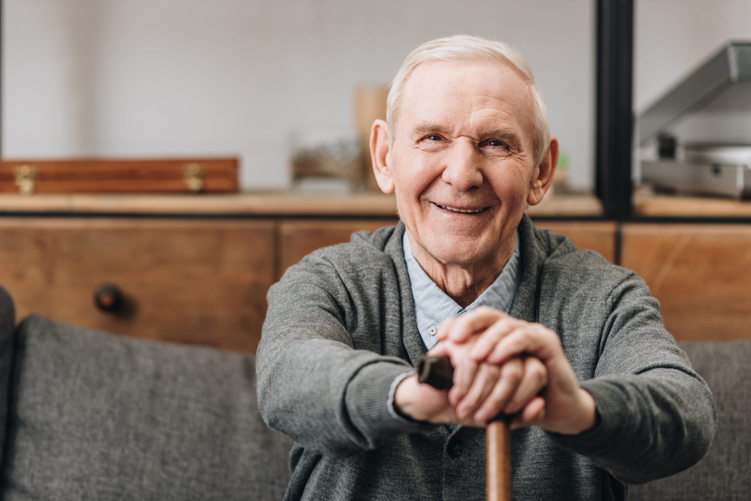 Cheerful senior man smiling